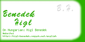 benedek higl business card